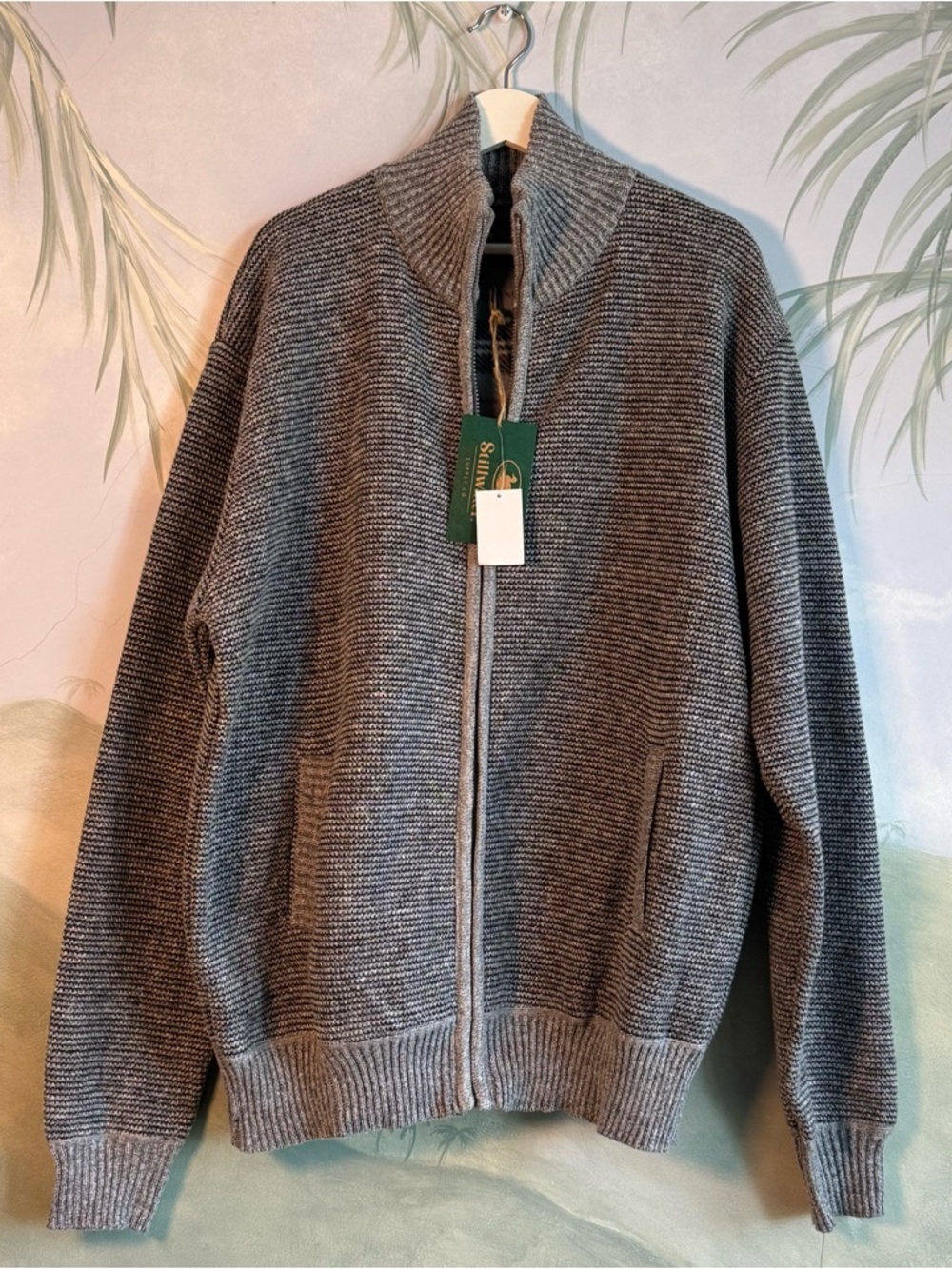 Stillwater Supply Co Men's Full-Zip Gray Ribbed Sweater Jacket, size 2XL, NWT